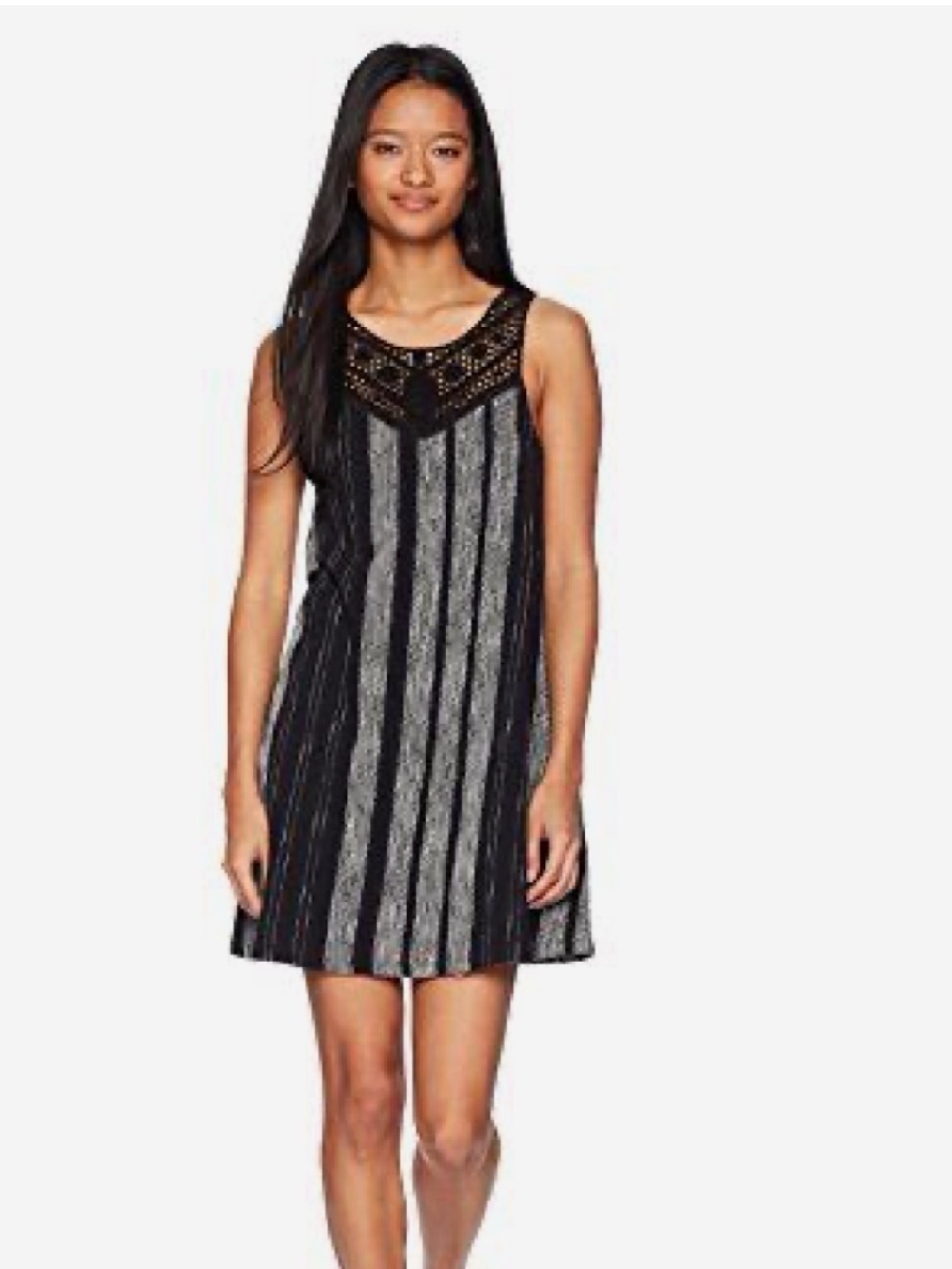 Sleeveless Black & Gray Striped Lightweight Beach Dress